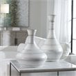 Uttermost Potter Fluted Striped Earthenware Vases in Ivory/Blue/Tan (Set of 2)