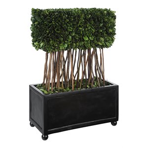 uttermost preserved boxwood rectangular resin topiary in green/satin black