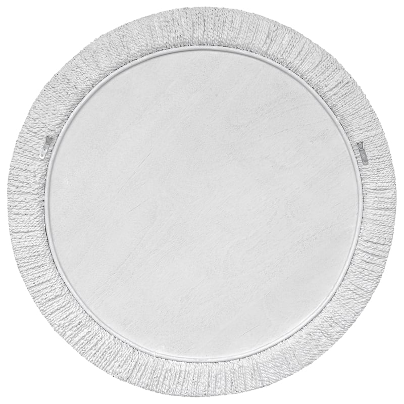 Uttermost Mariner Round Natural Woven Banana and Rattan Mirror in White