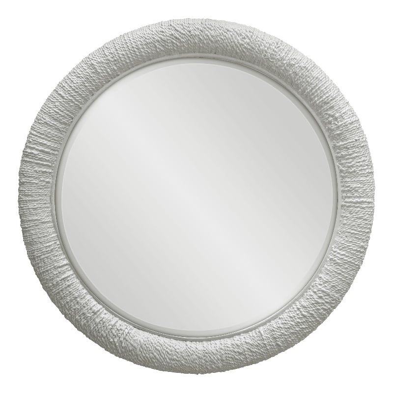 Uttermost Mariner Round Natural Woven Banana and Rattan Mirror in White