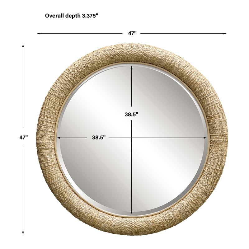 Uttermost Mariner Round Natural Woven Banana and Rattan Mirror in Natural
