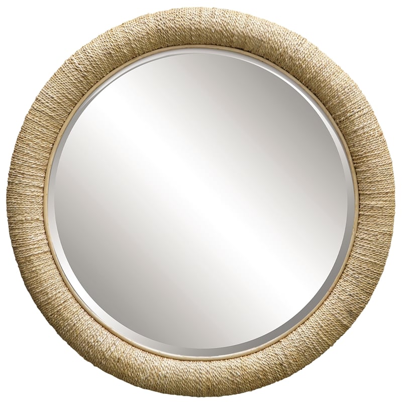 Uttermost Mariner Round Natural Woven Banana and Rattan Mirror in Natural