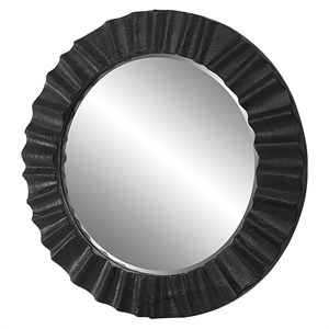 Uttermost Caribou Round Farmhouse Fir Wood Mirror in Woodtone/Dark Espresso