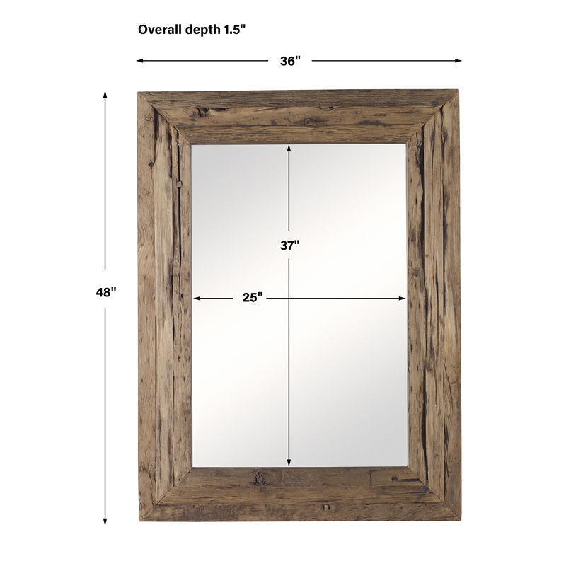 Uttermost Rennick Farmhouse Reclaimed Pine Wood Mirror in Natural Finish