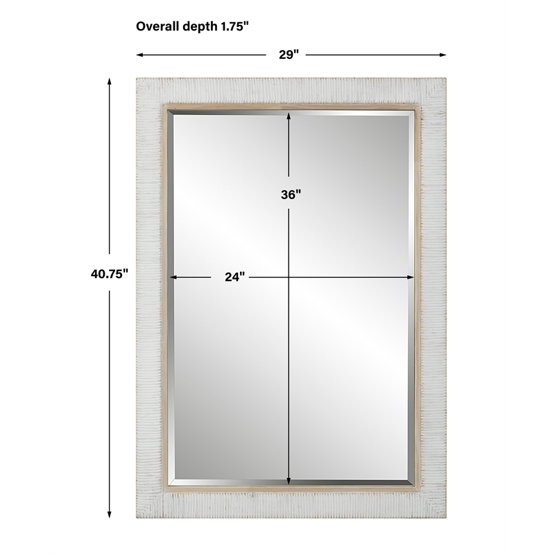 Uttermost Cape Farmhouse Style Rattan and Oak Mirror in White Finish