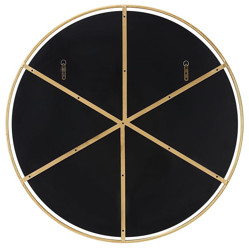 Uttermost Canillo Round Contemporary Iron Metal and MDF Mirror in Gold