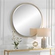 Uttermost Canillo Round Contemporary Iron Metal and MDF Mirror in Gold