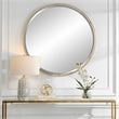 Uttermost Canillo Round Contemporary Iron Metal and MDF Mirror in Gold