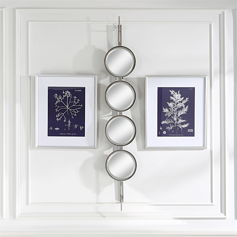 Uttermost Button Contemporary Iron Metal Mirror in Silver Finish