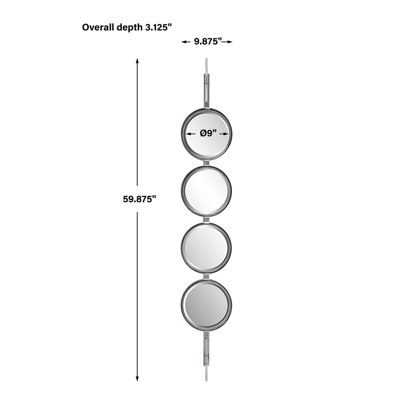 Uttermost Button Contemporary Iron Metal Mirror in Silver Finish