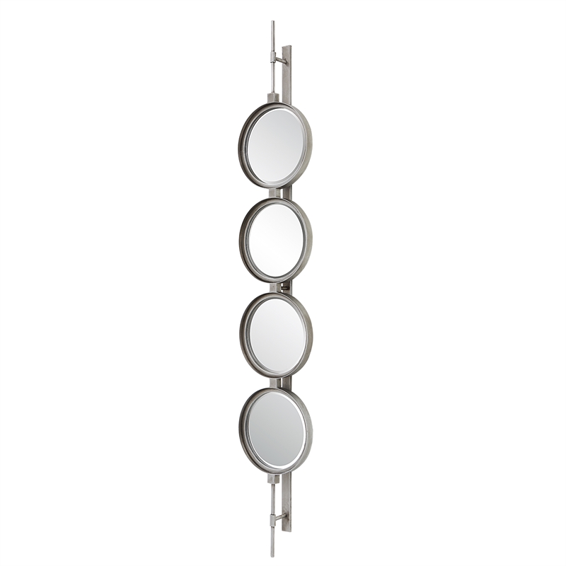 Uttermost Button Contemporary Iron Metal Mirror in Silver Finish