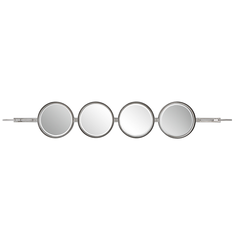 Uttermost Button Contemporary Iron Metal Mirror in Silver Finish