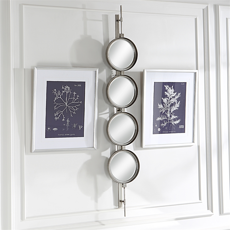 Uttermost Button Contemporary Iron Metal Mirror in Silver Finish