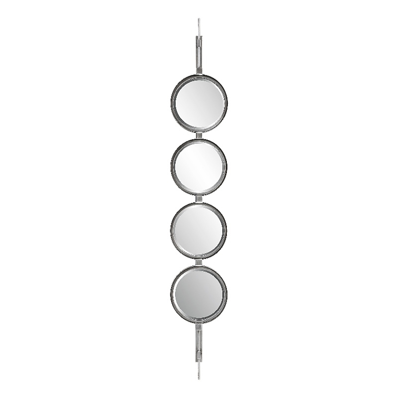 Uttermost Button Contemporary Iron Metal Mirror in Silver Finish