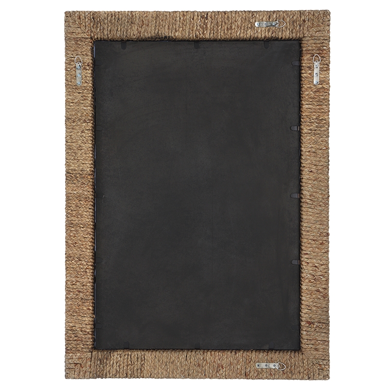 Uttermost Island Contemporary Iron Metal Braided Straw Mirror in Natural