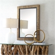 Uttermost Island Contemporary Iron Metal Braided Straw Mirror in Natural