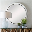 Uttermost Granada Round Contemporary Rattan and Iron Mirror in White