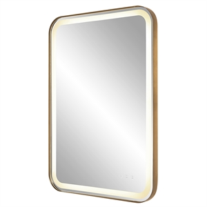 Uttermost Crofton Contemporary Stainless Steel Vanity Mirror in Brass
