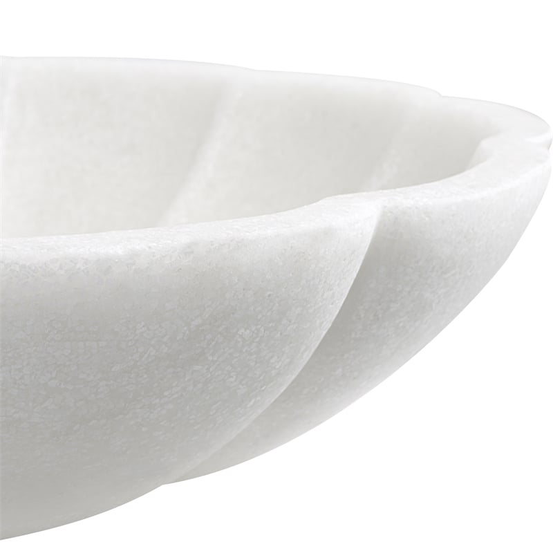 Uttermost Petal Contemporary Style Ricestone Bowl in White Finish