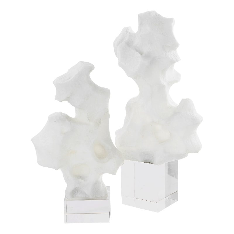 Uttermost Remnant Contemporary Man-made Stone Sculptures in White (Set of 2)