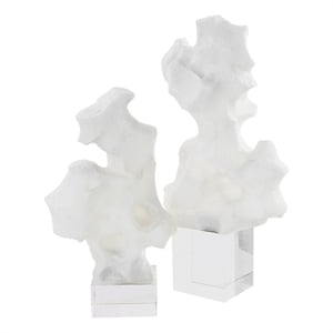 Uttermost Remnant Contemporary Man-made Stone Sculptures in White (Set of 2)
