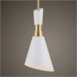 Uttermost 1-Light Contemporary Metal Mini Pendant in Brass/White Finish