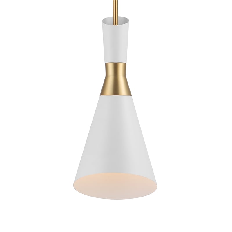 Uttermost 1-Light Contemporary Metal Mini Pendant in Brass/White Finish