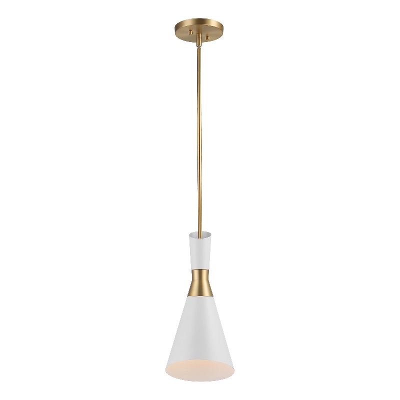 Uttermost 1-Light Contemporary Metal Mini Pendant in Brass/White Finish
