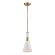 Uttermost 1-Light Contemporary Metal Mini Pendant in Brass/White Finish