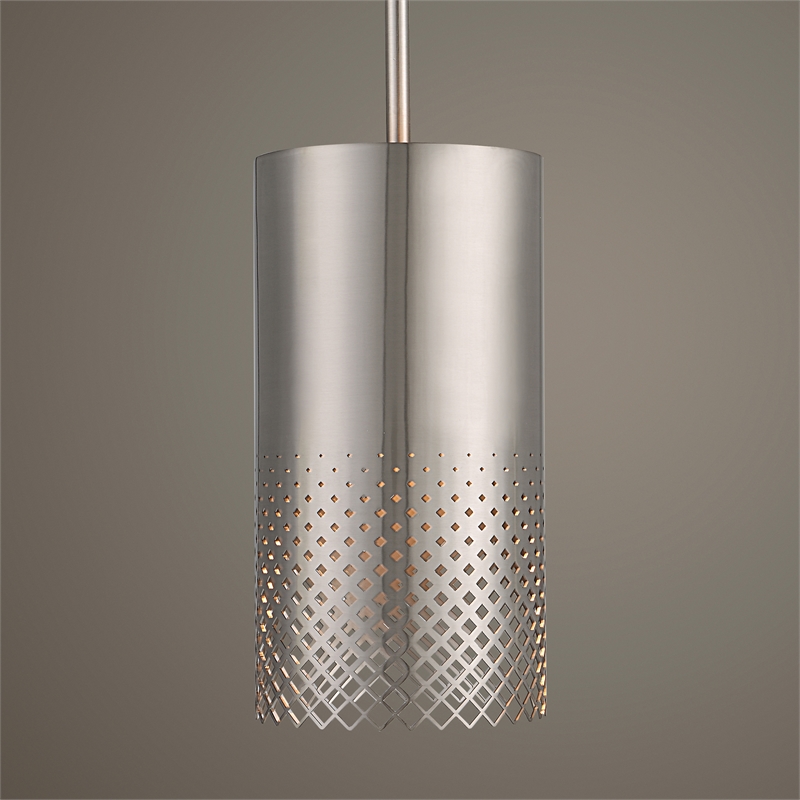 Uttermost Manheim 1-Light Contemporary Metal Cylinder Pendant in Nickel