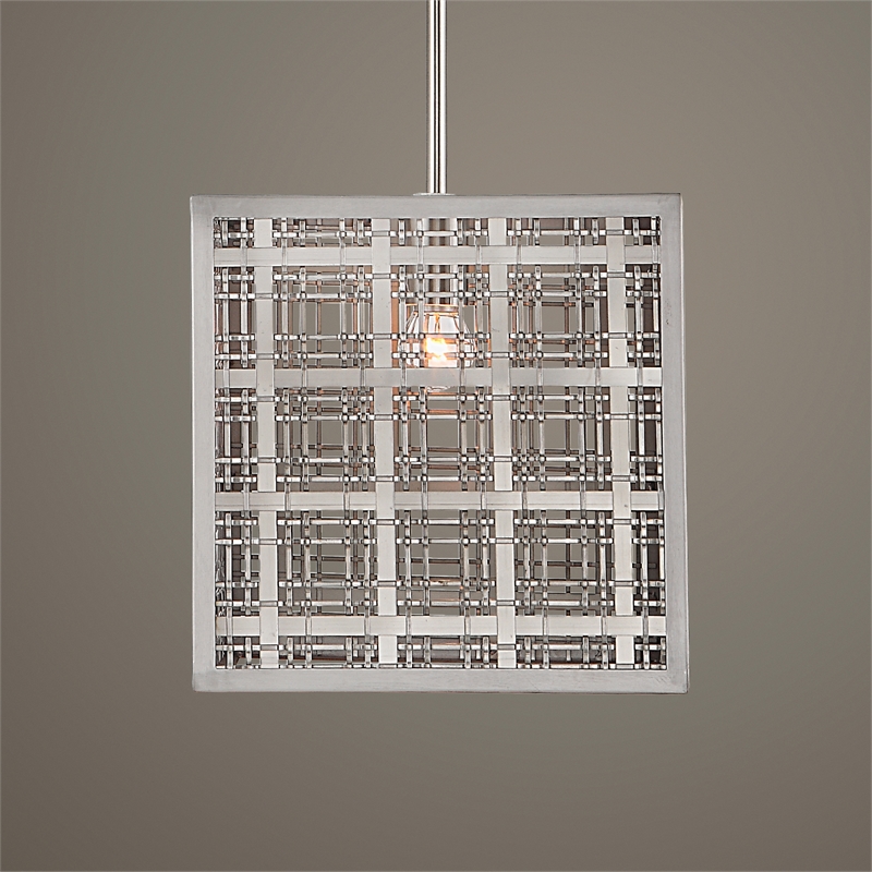 Uttermost Pendleton 1-Light Contemporary Metal Pendant in Nickel