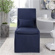 Uttermost Coley Farmhouse Style Wood and Fabric Armless Chair in Blue