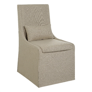 uttermost coley farmhouse style fabric armless chair in tan