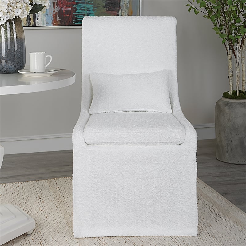 Uttermost Coley Contemporary Style Wood and Fabric Armless Chair in White