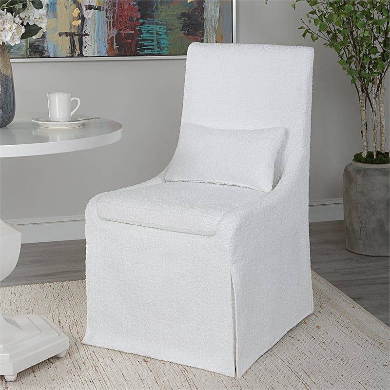 Uttermost Coley Contemporary Style Wood and Fabric Armless Chair in White