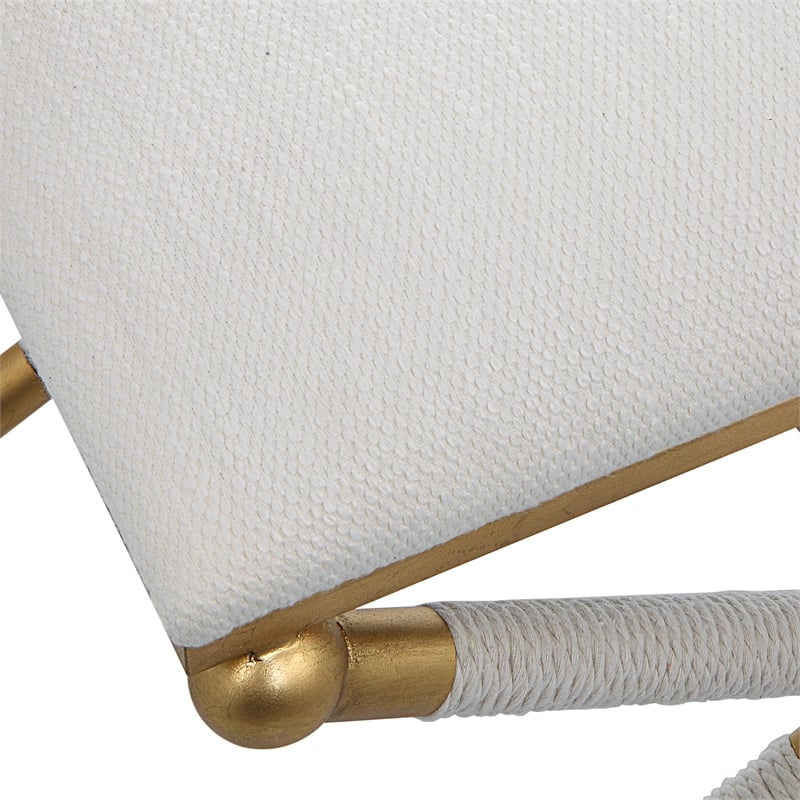 Uttermost Socialite Contemporary Iron Metal Small Bench in Gold/White