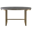 Uttermost Taja Oval Acacia Veneer and Stainless Steel Desk in Brass/Walnut