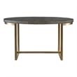 Uttermost Taja Oval Acacia Veneer and Stainless Steel Desk in Brass/Walnut