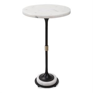 Uttermost Sentry Transitional Iron Metal and Marble Accent Table in White
