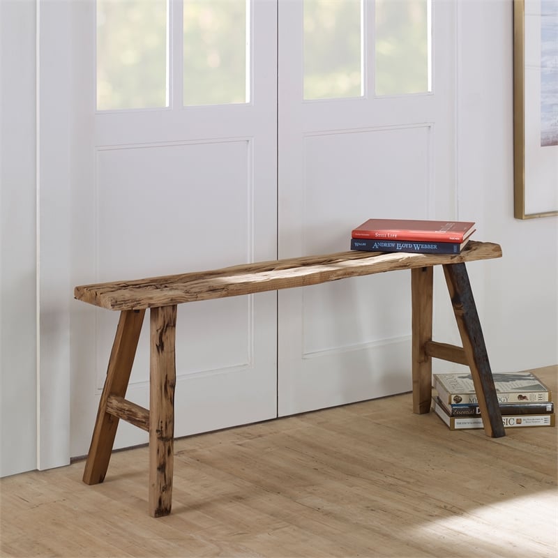 Uttermost Paddock Farmhouse Pine Wood Bench in Natural Finish