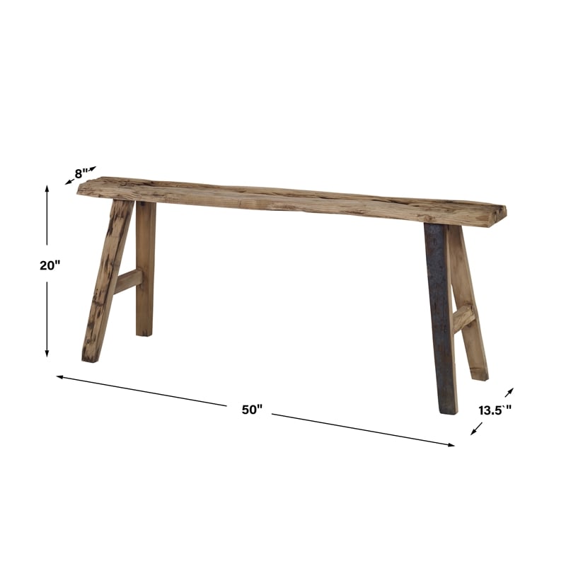 Uttermost Paddock Farmhouse Pine Wood Bench in Natural Finish