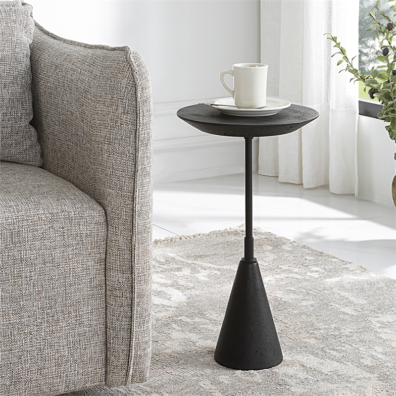 Uttermost Midnight Contemporary Steel Metal Accent Table in Black