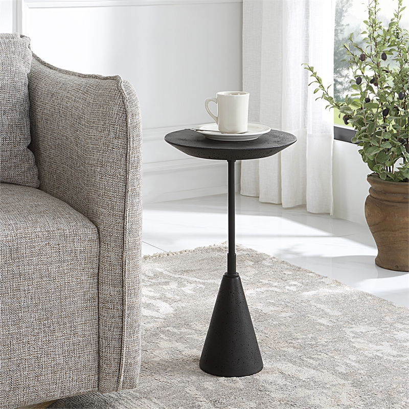 Uttermost Midnight Contemporary Steel Metal Accent Table in Black