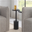 Uttermost Bead Contemporary Marble and Iron Metal Drink Table in Black