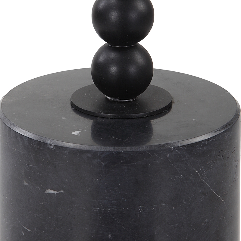 Uttermost Bead Contemporary Marble and Iron Metal Drink Table in Black