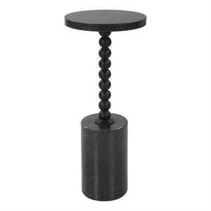 Uttermost Bead Contemporary Marble and Iron Metal Drink Table in Black