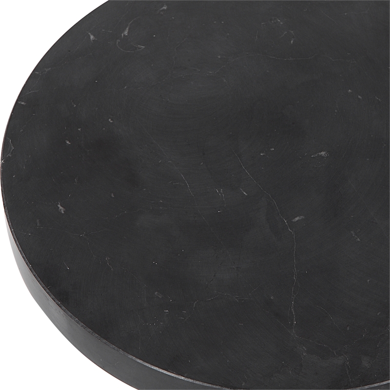 Uttermost Bead Contemporary Marble and Iron Metal Drink Table in Black