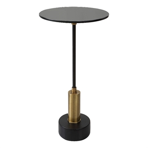 Uttermost Spector Contemporary Iron Metal Accent Table in Black/Brass