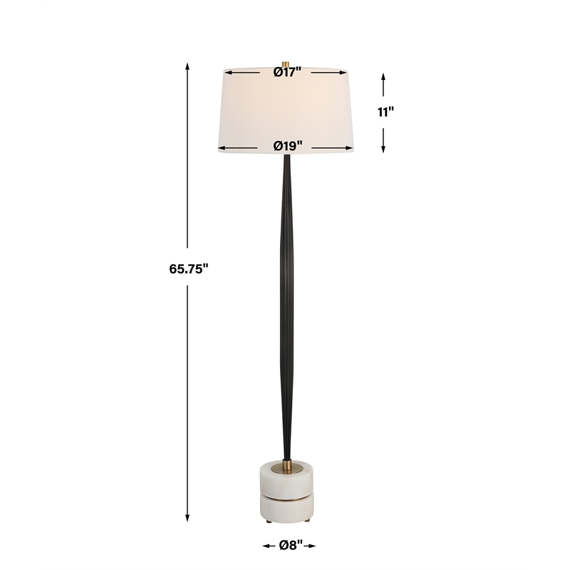 Uttermost Miraz Contemporary Iron and Marble Floor Lamp in Black Finish