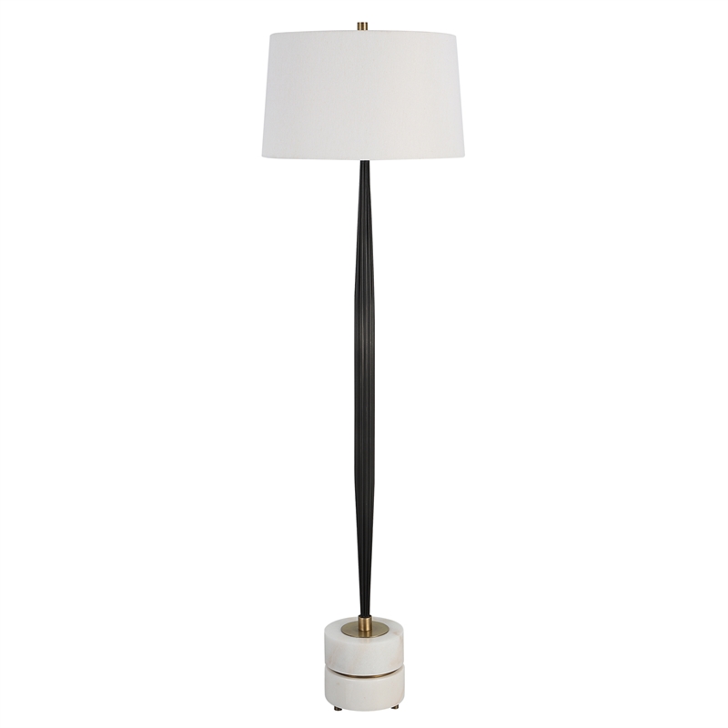 Uttermost Miraz Contemporary Iron and Marble Floor Lamp in Black Finish